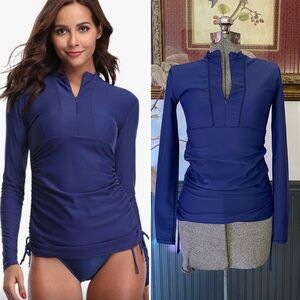 NWT Sailbee Long Sleeve 1/4 Zip Rash Guard Sun Shirt with UPF 50+ - Sz S 💚🎀
